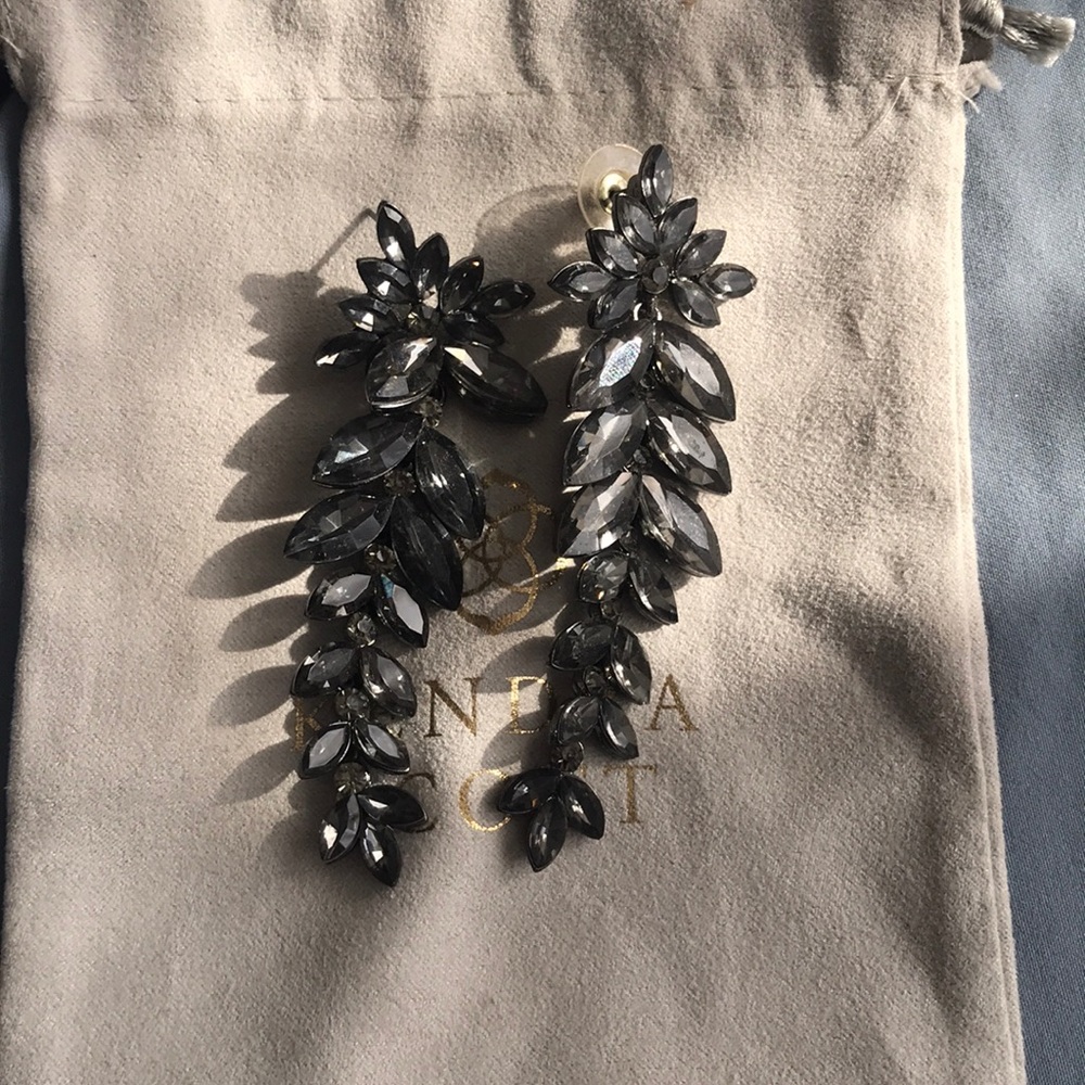 Large black drop earrings